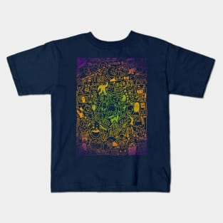 Halloween Doodle (circular gradient) Kids T-Shirt